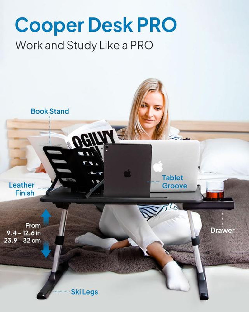 Cooper Desk PRO Adjustable Laptop Table | Portable Bed Desk, Lap Desk, Laptop Stand for Bed, Couch, or Floor