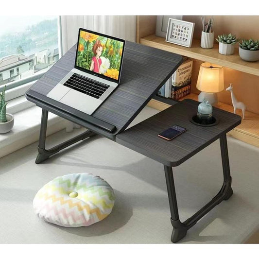 Laptop Desk for Bed Couch, Portable Lap Desk/ Stand for Laptop, Small Adjustable Foldable Bed Table for Laptop and Writing, Bed Tray Table with Cup Holder(Black) Folding Ergonomic