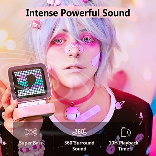 Experience Fun and Creativity with the Ditoo Retro Pixel Art Bluetooth Speaker - App Controlled LED Display in Playful Pink