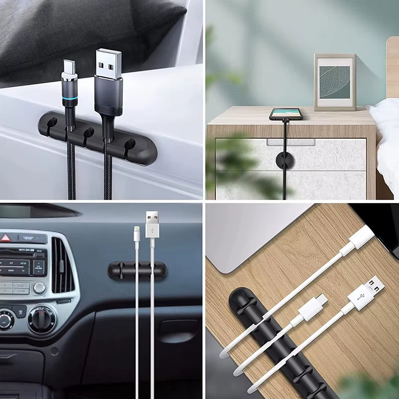Organize Your Space: Versatile Adhesive Cable Winders for Desk & Office - 3/5/7 Clip Options!