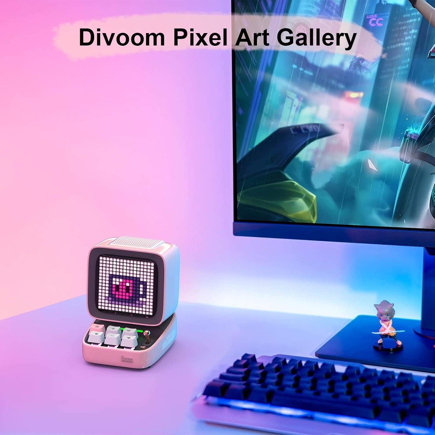 Experience Fun and Creativity with the Ditoo Retro Pixel Art Bluetooth Speaker - App Controlled LED Display in Playful Pink