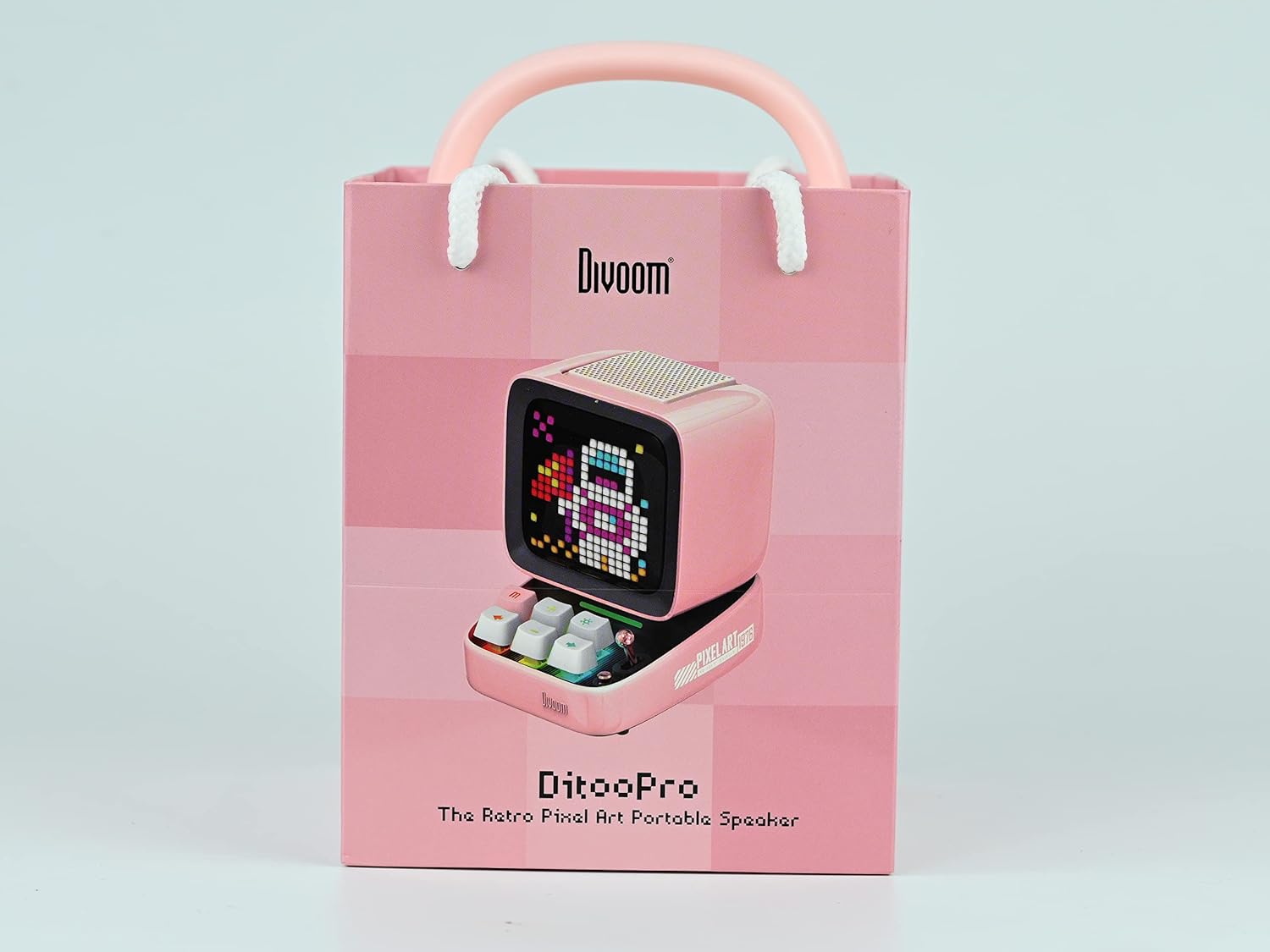 Experience Fun and Creativity with the Ditoo Retro Pixel Art Bluetooth Speaker - App Controlled LED Display in Playful Pink