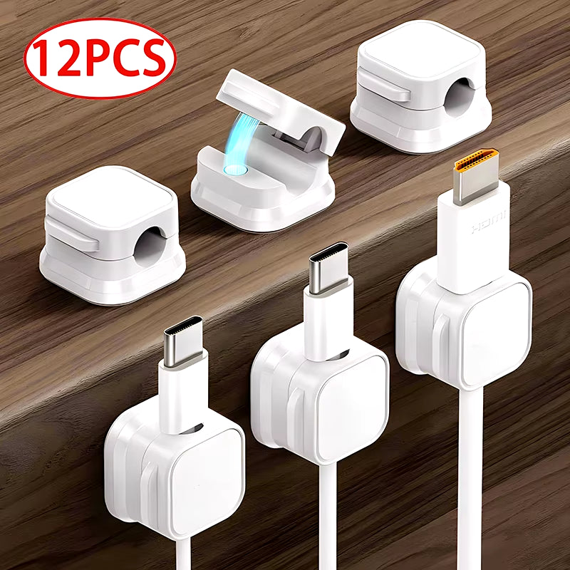 Magnetic Cable Clip - Adhesive Wire Keeper & Cord Organizer for Home & Office Desk Management