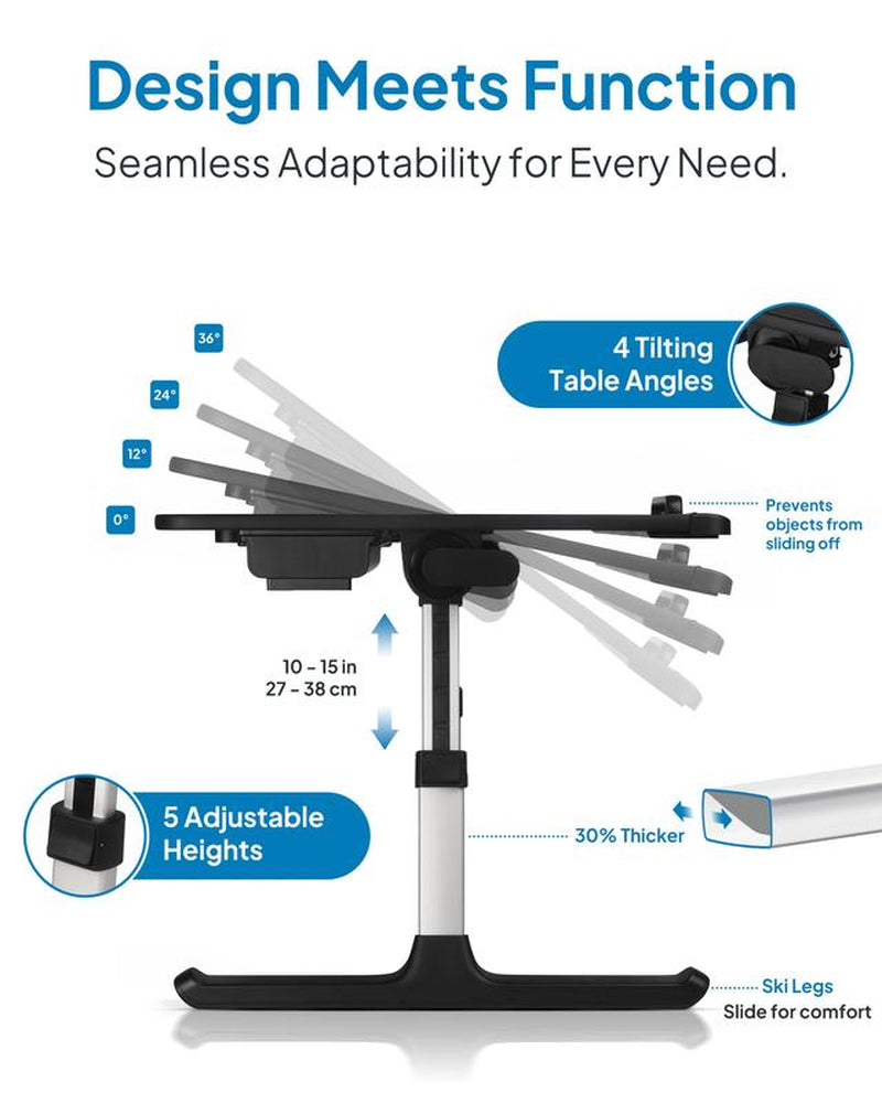 Cooper Desk PRO Adjustable Laptop Table | Portable Bed Desk, Lap Desk, Laptop Stand for Bed, Couch, or Floor