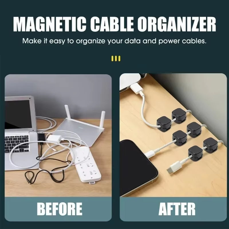 Magnetic Cable Clip - Adhesive Wire Keeper & Cord Organizer for Home & Office Desk Management